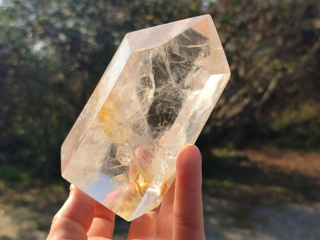 Polished Large Clear Quartz Display Crystals with Limonite Veils x 2 From Madagascar - Toprock Gemstones and Minerals 
