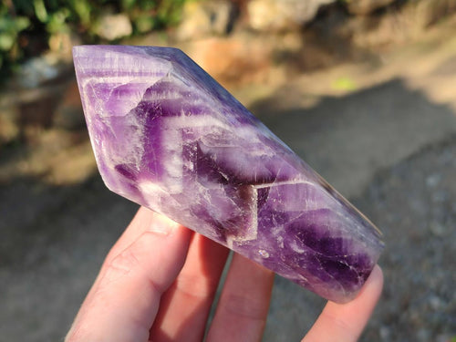 Polished Chevron Amethyst Witches Hat Crystals x 4 From Zambia - Toprock Gemstones and Minerals 