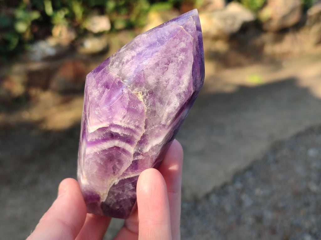 Polished Chevron Amethyst Witches Hat Crystals x 4 From Zambia - Toprock Gemstones and Minerals 