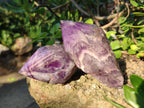Polished Chevron Amethyst Witches Hat Crystals x 4 From Zambia - Toprock Gemstones and Minerals 