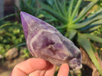 Polished Chevron Amethyst Witches Hat Crystals x 4 From Zambia - Toprock Gemstones and Minerals 