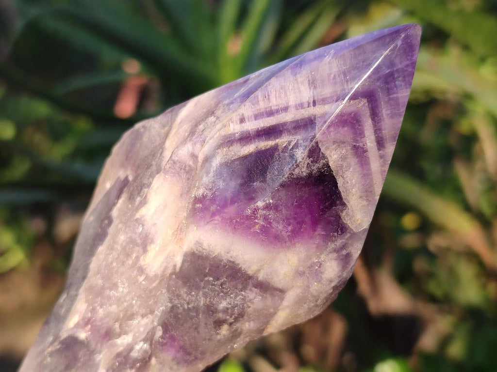 Polished Chevron Amethyst Witches Hat Crystals x 4 From Zambia - Toprock Gemstones and Minerals 