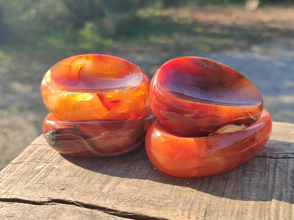 Polished Carnelian Agate Gemstone Bowls x 12 From Madagascar - Toprock Gemstones and Minerals 
