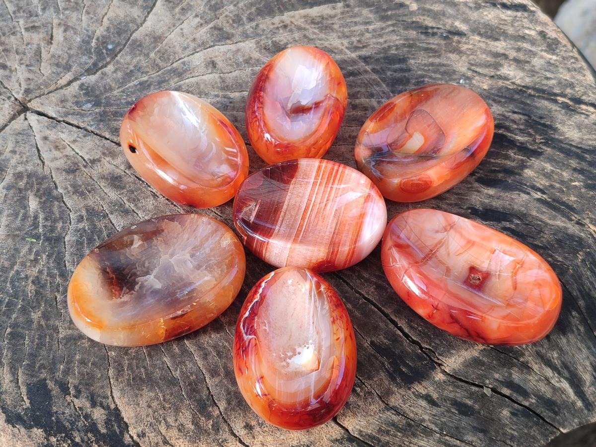 Polished Carnelian Agate Gemstone Bowls x 12 From Madagascar - Toprock Gemstones and Minerals 