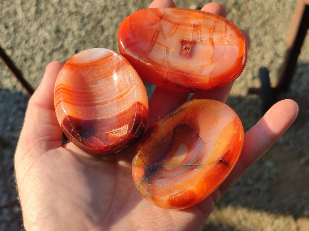Polished Carnelian Agate Gemstone Bowls x 12 From Madagascar - Toprock Gemstones and Minerals 