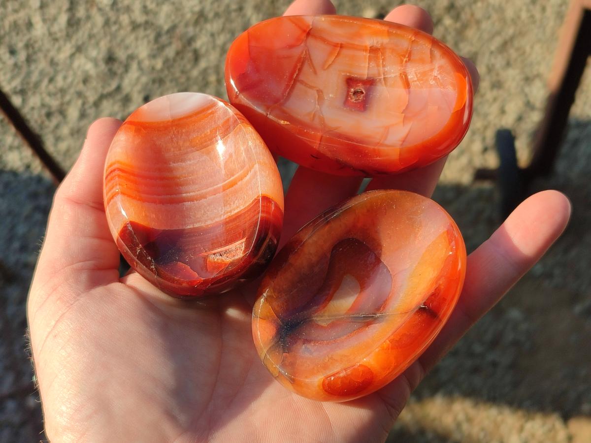 Polished Carnelian Agate Gemstone Bowls x 12 From Madagascar - Toprock Gemstones and Minerals 