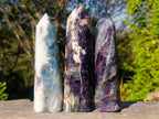 Polished Watermelon Fluorite Display Crystals x 3 From Uis, Namibia - Toprock Gemstones and Minerals 