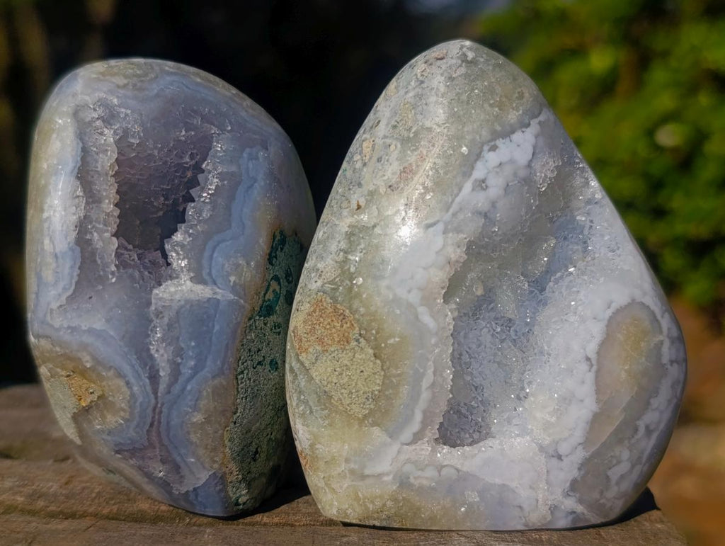 Polished Blue Lace Agate Standing Display Pieces and Free Forms x 6 From Nsanje, Malawi - Toprock Gemstones and Minerals 