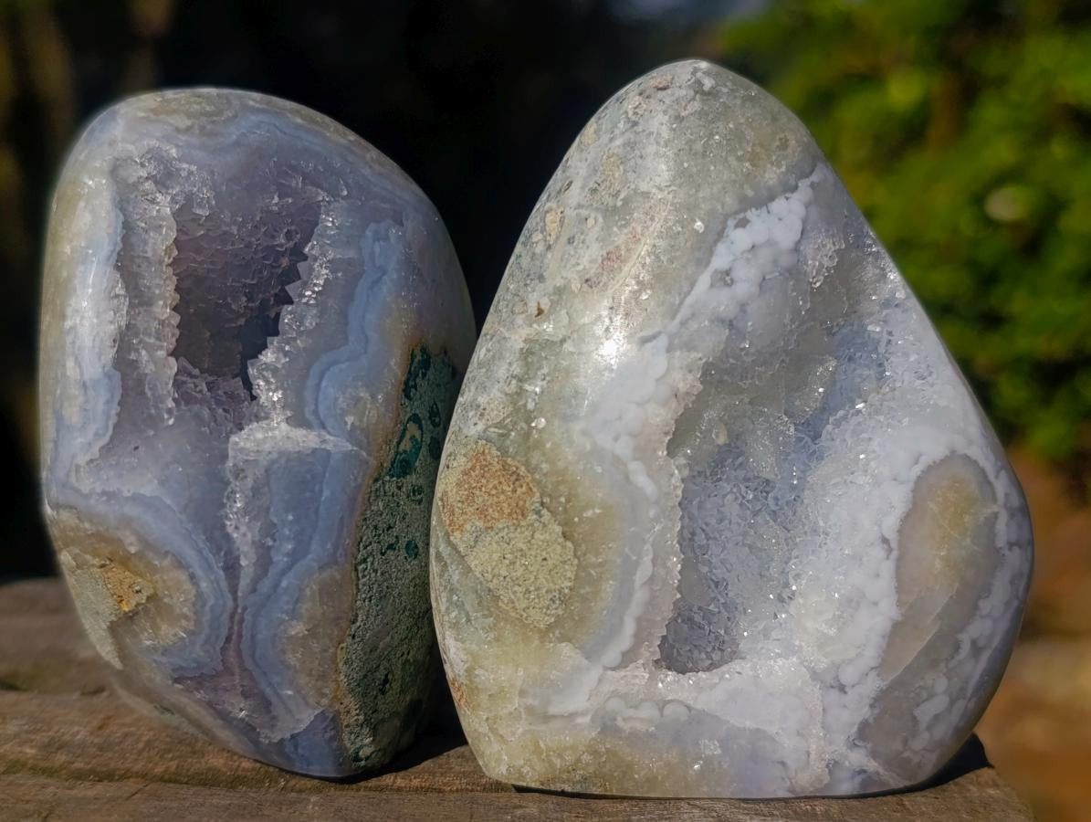 Polished Blue Lace Agate Standing Display Pieces and Free Forms x 6 From Nsanje, Malawi - Toprock Gemstones and Minerals 