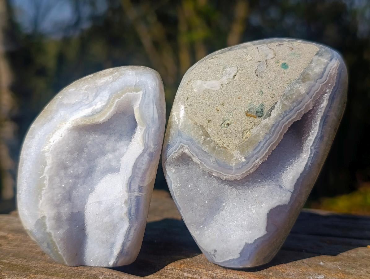 Polished Blue Lace Agate Standing Display Pieces and Free Forms x 6 From Nsanje, Malawi - Toprock Gemstones and Minerals 
