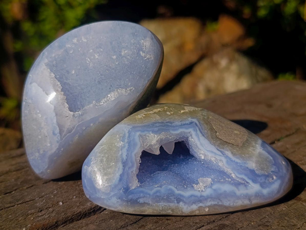Polished Blue Lace Agate Standing Display Pieces and Free Forms x 6 From Nsanje, Malawi - Toprock Gemstones and Minerals 