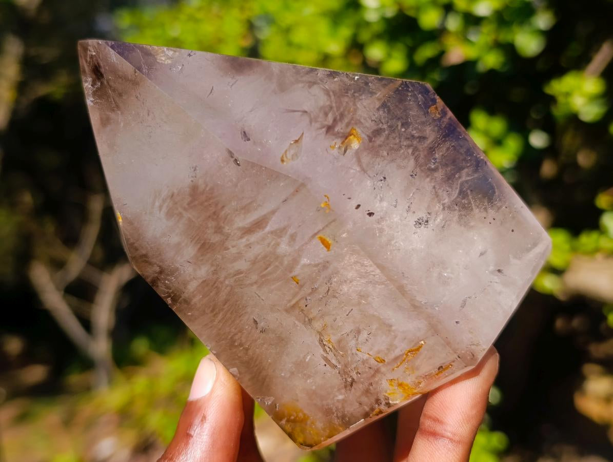 Polished Window Smokey Quartz Crystals x 2 From Madagascar - Toprock Gemstones and Minerals 