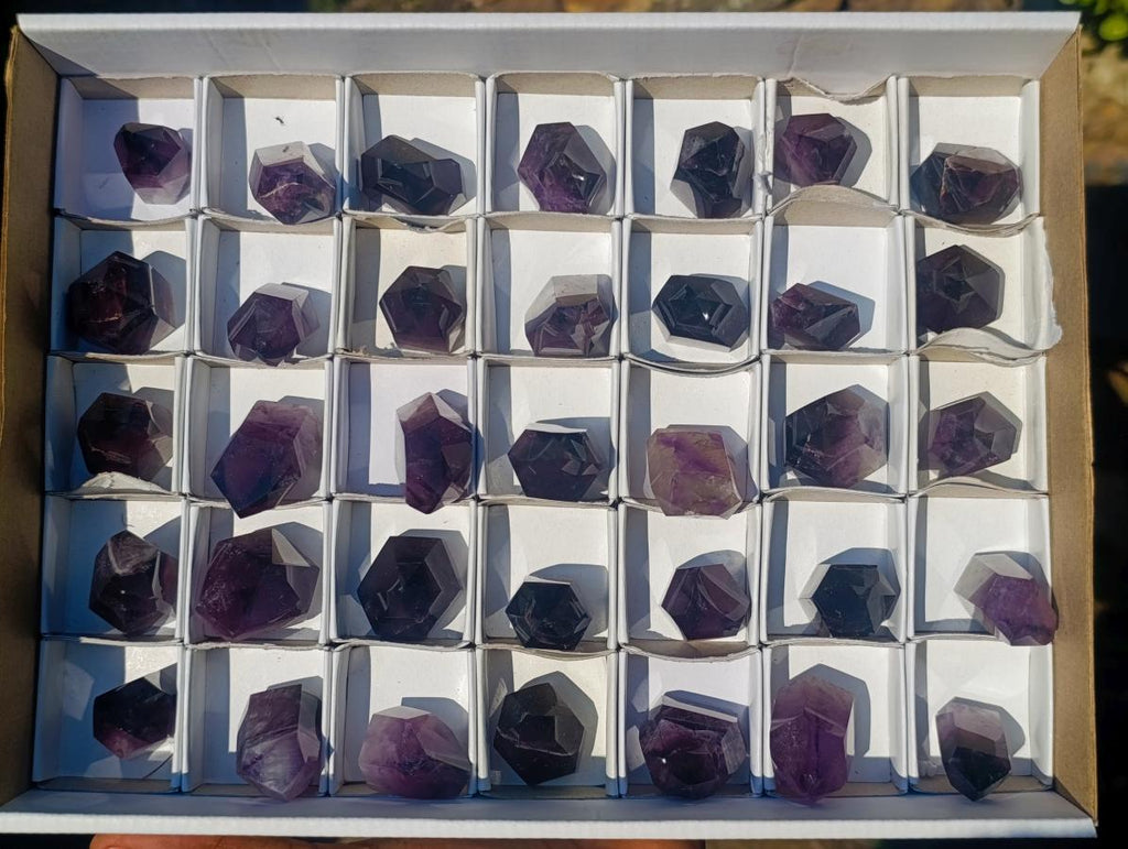 Polished Mini Window Amethyst Crystals x 35 From Akansobe, Madagascar - Toprock Gemstones and Minerals 