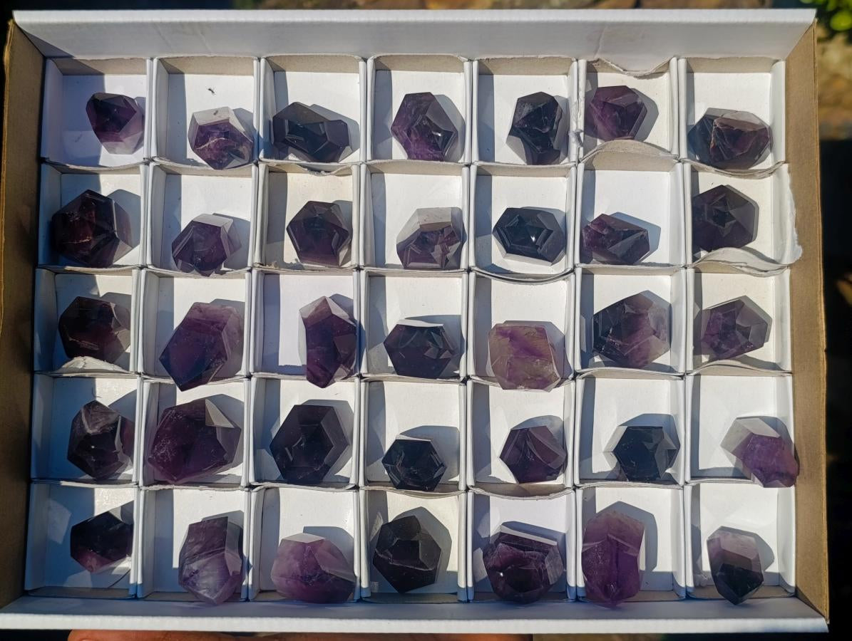 Polished Mini Window Amethyst Crystals x 35 From Akansobe, Madagascar - Toprock Gemstones and Minerals 