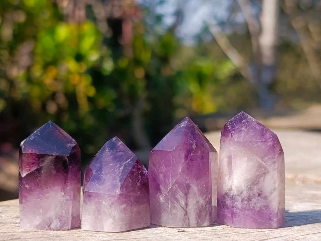 Polished Mini Window Amethyst Crystals x 35 From Akansobe, Madagascar - Toprock Gemstones and Minerals 