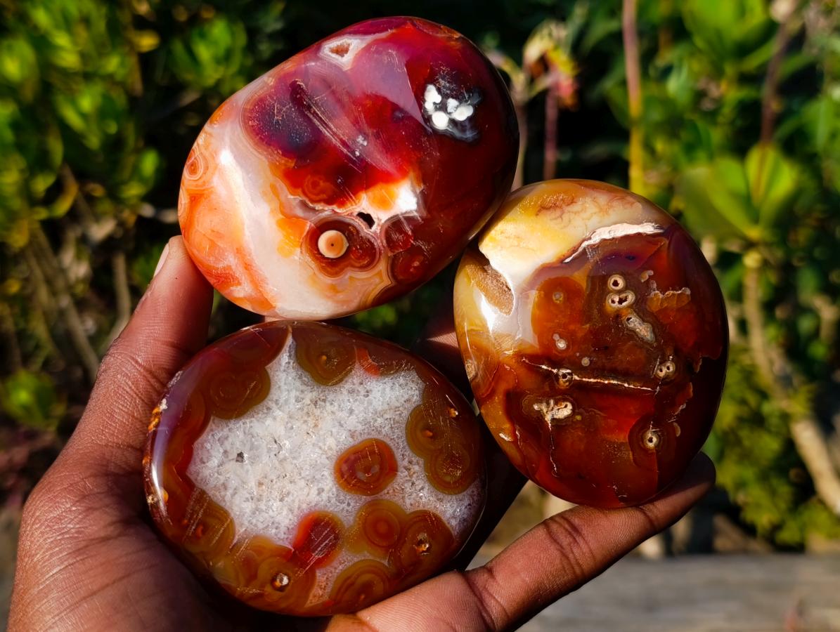 Polished Large Carnelian Agate Gemstone Galets x 12 From Madagascar - Toprock Gemstones and Minerals 