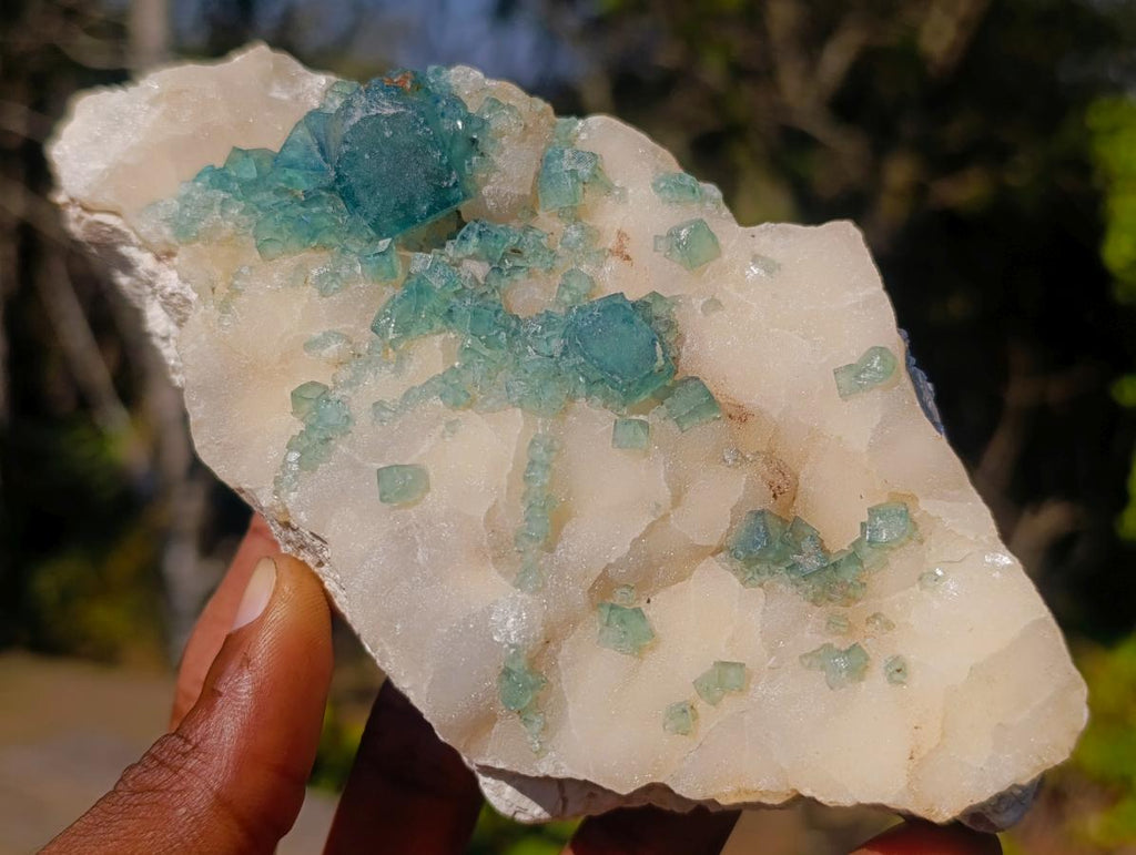 Natural Green Cubic Fluorite Specimens x 3 From Mandrosonoro, Madagascar - Toprock Gemstones and Minerals 