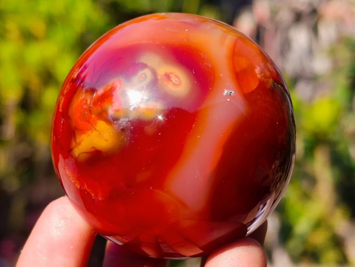 Polished Carnelian Agate Gemstone Spheres x 6 From Madagascar - Toprock Gemstones and Minerals 