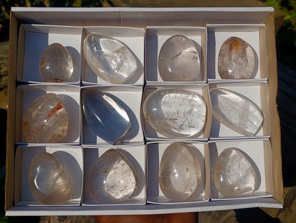 Polished Rock Crystal Standing Display Pieces x 12 From Amoron’i Mania, Madagascar