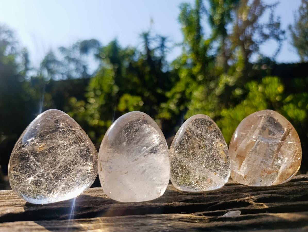 Polished Rock Crystal Standing Display Pieces x 12 From Amoron’i Mania, Madagascar