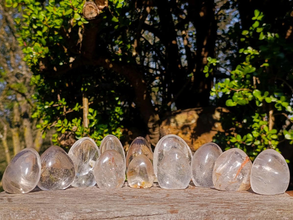 Polished Rock Crystal Standing Display Pieces x 12 From Amoron’i Mania, Madagascar