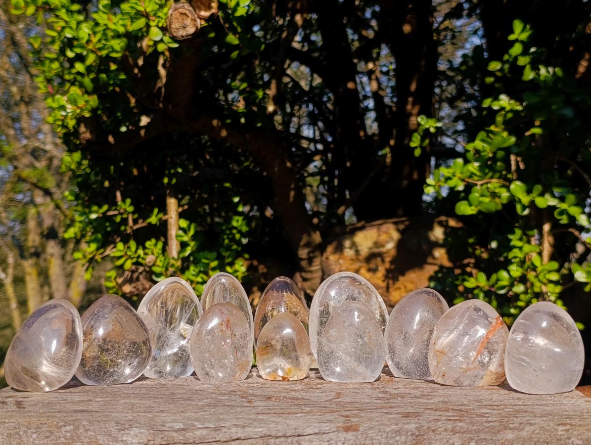 Polished Rock Crystal Standing Display Pieces x 12 From Amoron’i Mania, Madagascar