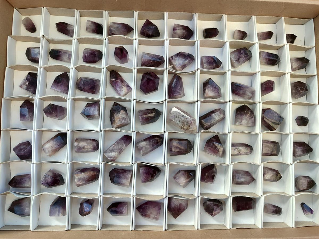 Polished Mini Dark Window Amethyst Crystals x 70 From Akansobe, Madagascar - Toprock Gemstones and Minerals 