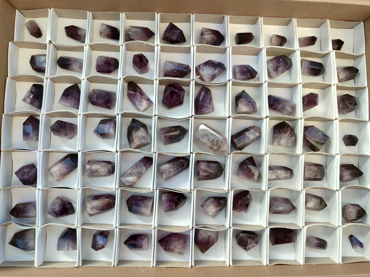 Polished Mini Dark Window Amethyst Crystals x 70 From Akansobe, Madagascar - Toprock Gemstones and Minerals 