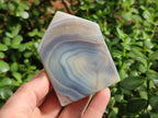 Polished Banded Agate Standing House Shaped Slices x 12 From Madagascar - Toprock Gemstones and Minerals 