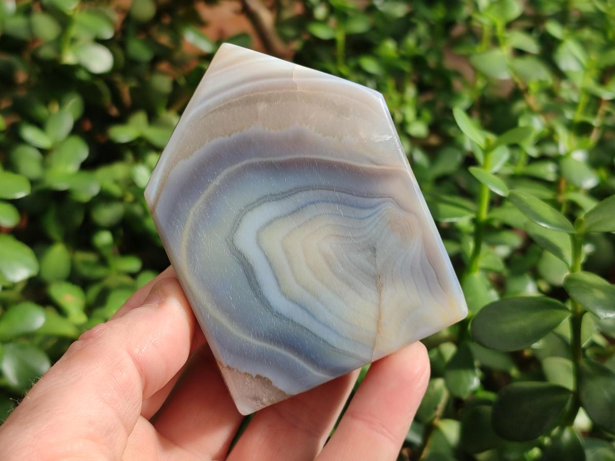 Polished Banded Agate Standing House Shaped Slices x 12 From Madagascar - Toprock Gemstones and Minerals 