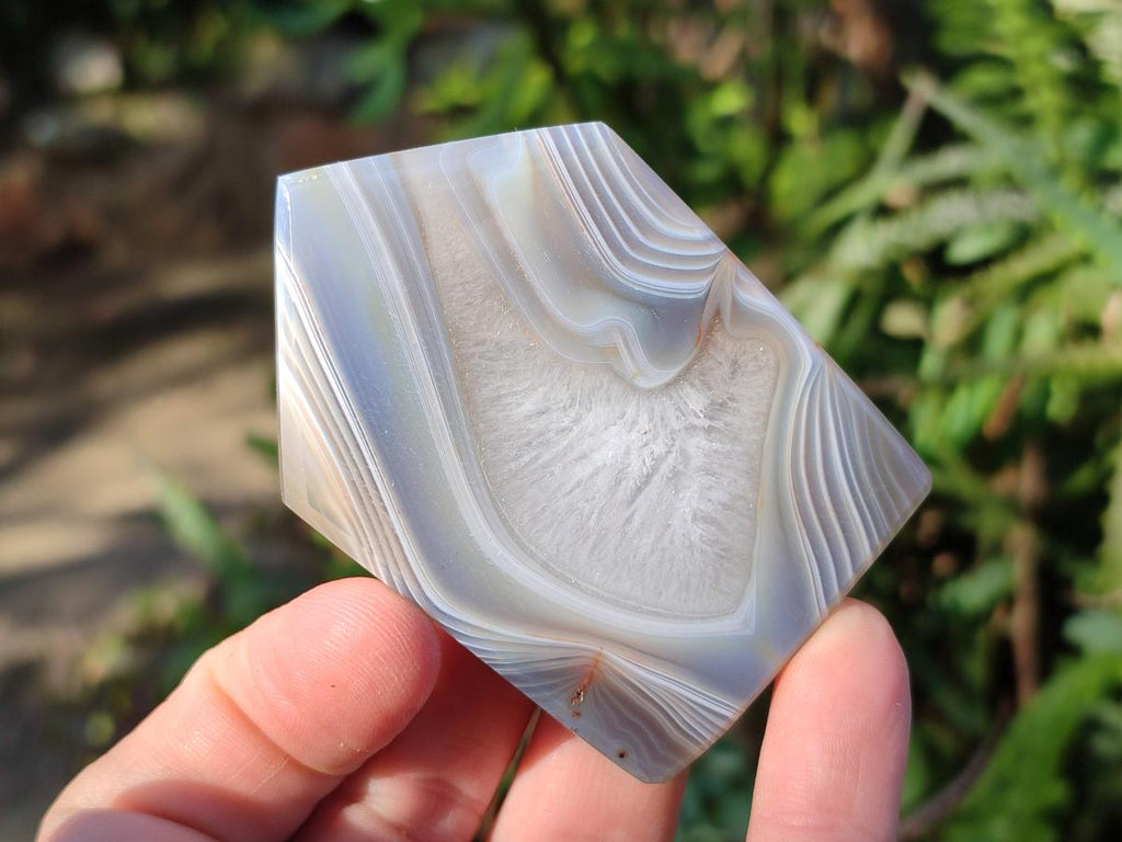 Polished Banded Agate Standing House Shaped Slices x 12 From Madagascar - Toprock Gemstones and Minerals 