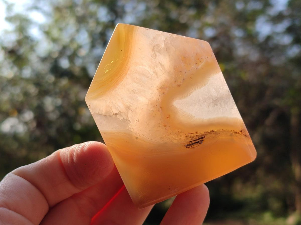 Polished Banded Agate Standing House Shaped Slices x 12 From Madagascar - Toprock Gemstones and Minerals 