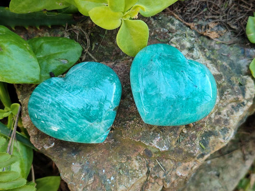 Polished Amazonite Standing Display Pieces and Hearts x 6 From Madagascar - Toprock Gemstones and Minerals 