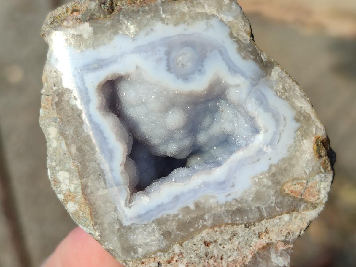 Polished On One Side Blue Lace Agate Geodes x 12 From Nsanje, Malawi - Toprock Gemstones and Minerals 