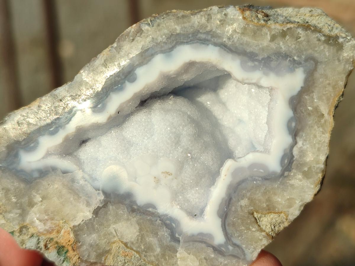 Polished On One Side Blue Lace Agate Geodes x 12 From Nsanje, Malawi - Toprock Gemstones and Minerals 
