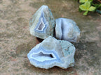 Polished On One Side Blue Lace Agate Geodes x 12 From Nsanje, Malawi - Toprock Gemstones and Minerals 