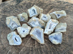 Polished On One Side Blue Lace Agate Geodes x 12 From Nsanje, Malawi - Toprock Gemstones and Minerals 