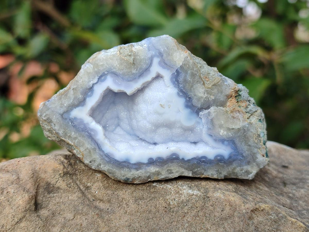 Polished On One Side Blue Lace Agate Geodes x 12 From Nsanje, Malawi - Toprock Gemstones and Minerals 