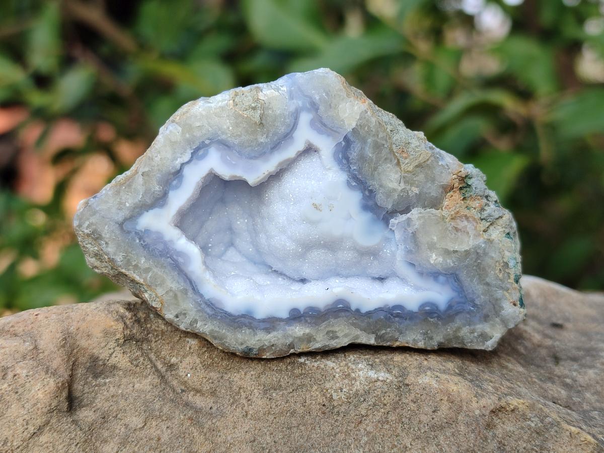 Polished On One Side Blue Lace Agate Geodes x 12 From Nsanje, Malawi - Toprock Gemstones and Minerals 