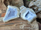 Polished On One Side Blue Lace Agate Geodes x 12 From Nsanje, Malawi - Toprock Gemstones and Minerals 
