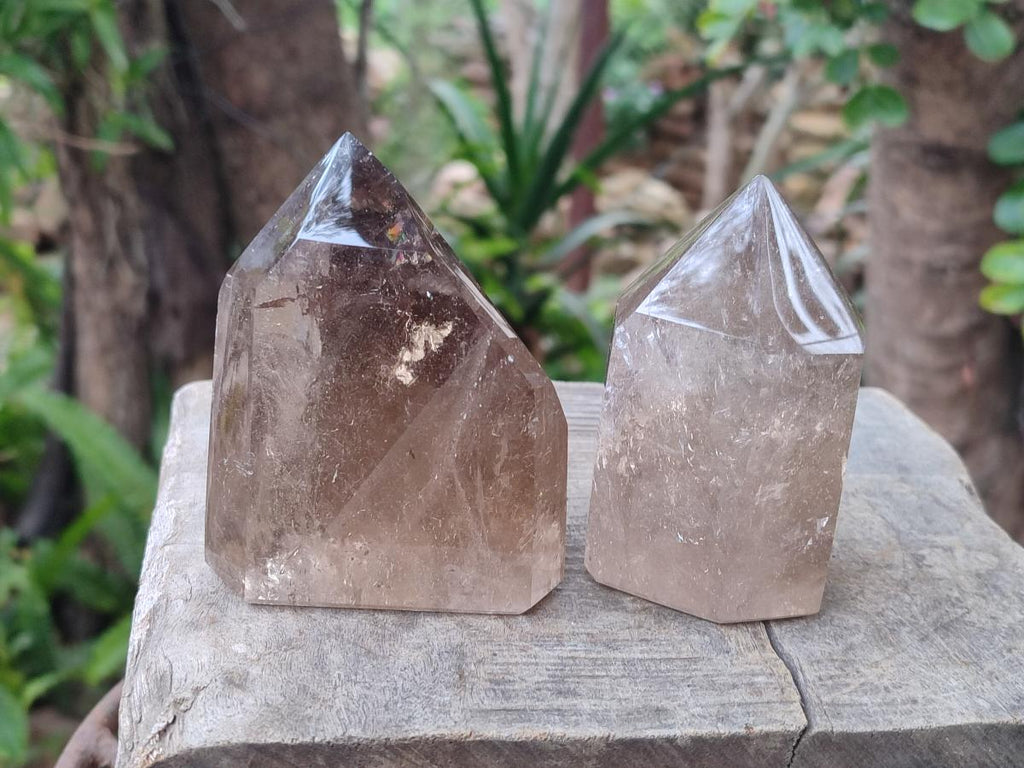 Polished Smokey Quartz Crystals x 3 From Madagascar - Toprock Gemstones and Minerals 