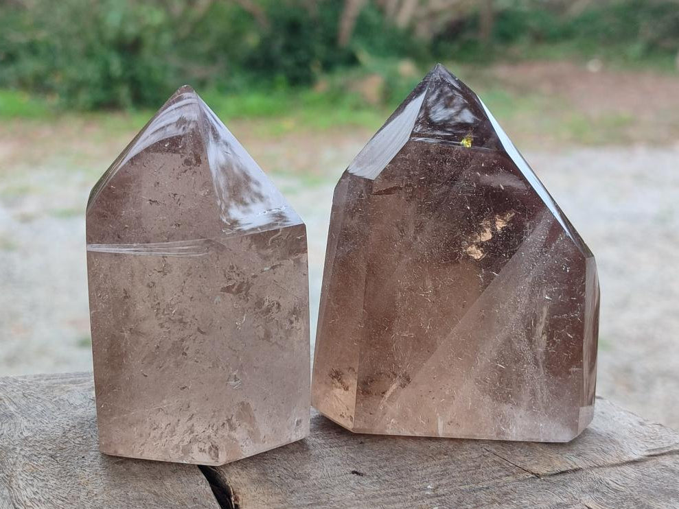 Polished Smokey Quartz Crystals x 3 From Madagascar - Toprock Gemstones and Minerals 