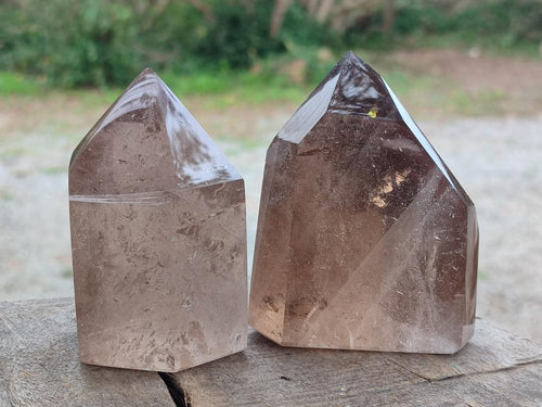 Polished Smokey Quartz Crystals x 3 From Madagascar - Toprock Gemstones and Minerals 