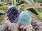 Polished Watermelon Fluorite Palm Stones x 12 From Uis, Namibia - Toprock Gemstones and Minerals 