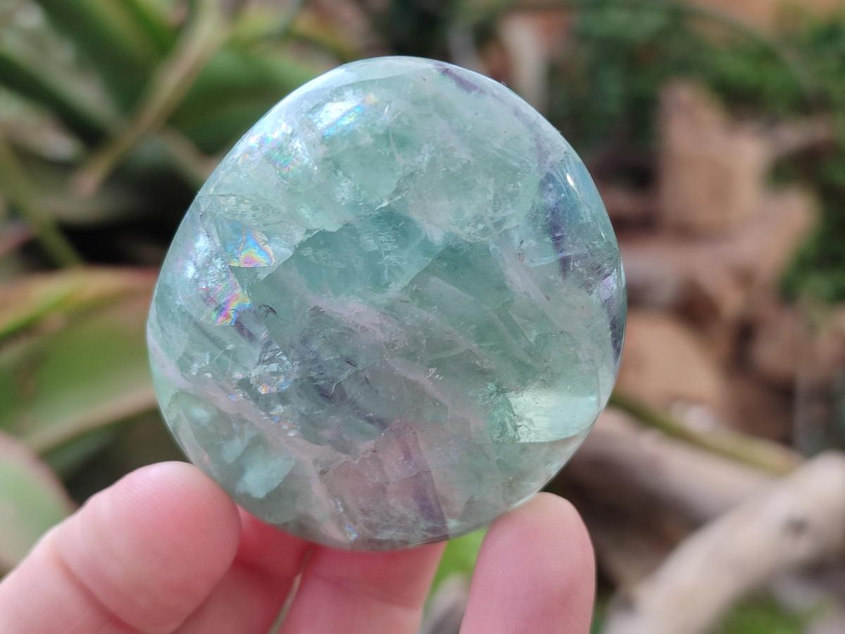 Polished Watermelon Fluorite Palm Stones x 12 From Uis, Namibia - Toprock Gemstones and Minerals 