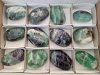 Polished Watermelon Fluorite Palm Stones x 12 From Uis, Namibia - Toprock Gemstones and Minerals 