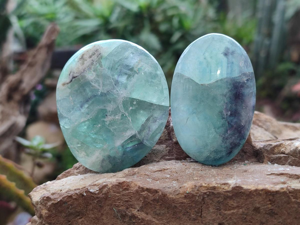 Polished Watermelon Fluorite Palm Stones x 12 From Uis, Namibia - Toprock Gemstones and Minerals 