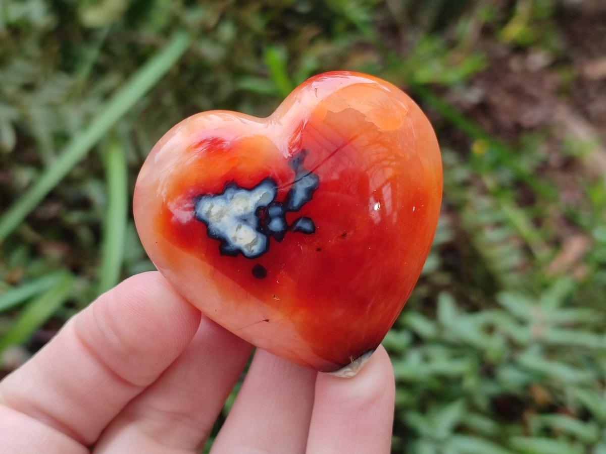 Polished Small Carnelian Agate Gemstone Hearts x 24 From Madagascar - Toprock Gemstones and Minerals 