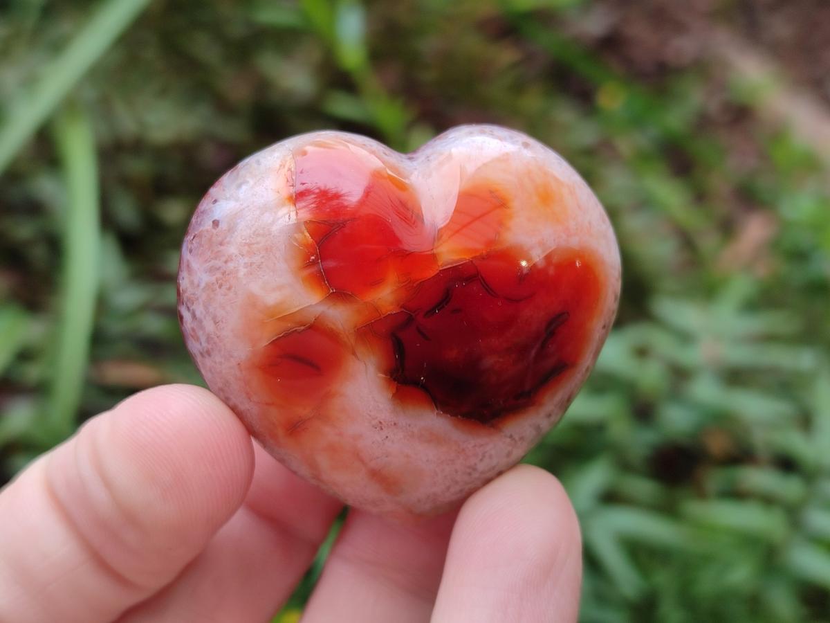 Polished Small Carnelian Agate Gemstone Hearts x 24 From Madagascar - Toprock Gemstones and Minerals 