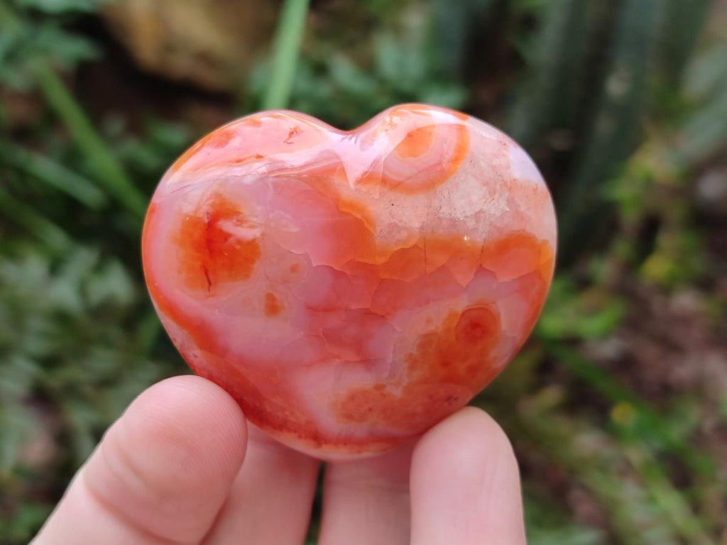 Polished Small Carnelian Agate Gemstone Hearts x 24 From Madagascar - Toprock Gemstones and Minerals 